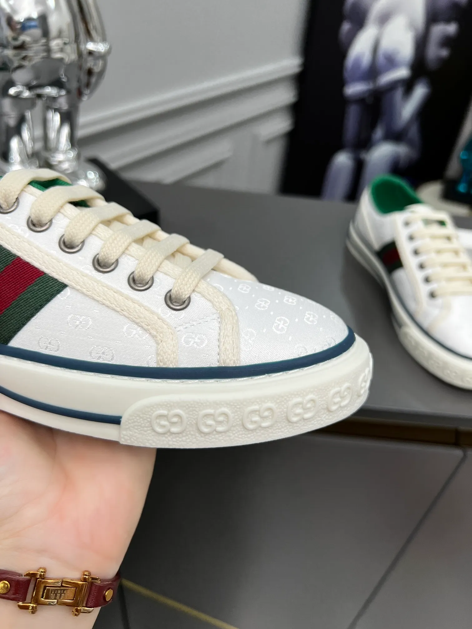 👟👟Ex-factory price 480👟👟 GUCCI new model 1977, classic LOGO material, 1:1 electric embroidery according to the original version, high version, complete package, low and highest version👟👟Ex-factory price U foam feet. T👟👟Ex-factory price U outsole, complete package! 35-44